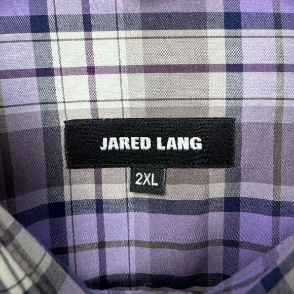 Jared Lang Men’s Purple Gray Plaid Button-Up Shirt 2XL - Picture 3 of 9